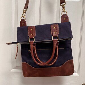 UNITED BY BLUE - Leather and Canvas - Work Tote Shoulder Bag - Navy